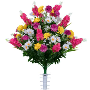 Pink, Yellow, and White Wildflower Mix (Silk Cemetery Flowers)