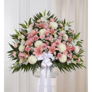Heartfelt Sympathies Standing Basket- Pink &White