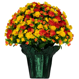 Sunset Orange Mum (Silk Cemetery Flowers)