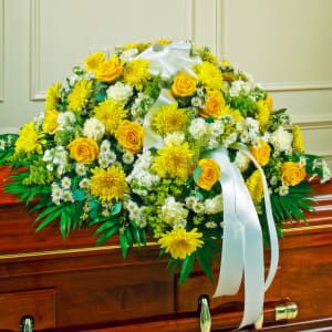 Yellow & White Mixed Half Casket Cover