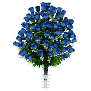 Blue Sweetheart Rose (Silk Cemetery Flowers)
