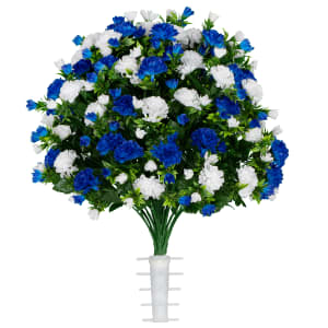 Blue and White Mums (Silk Cemetery Flowers)