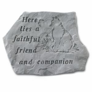 Garden Accent Stone- Here lies a faithful...w/cat