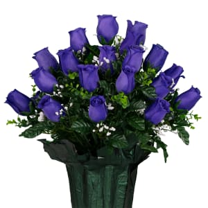 Purple Rose Buds (Silk Cemetery Flowers)