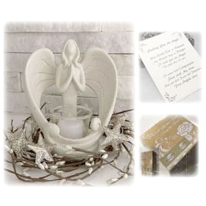 "Sending You an Angel" Statue Candle Holder with LED Candle to Express Sympathy