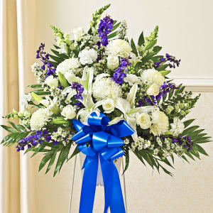 Blue Funeral Flowers, Blue & White Sympathy Flowers