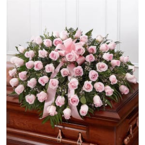 Pink Rose Half Casket Cover