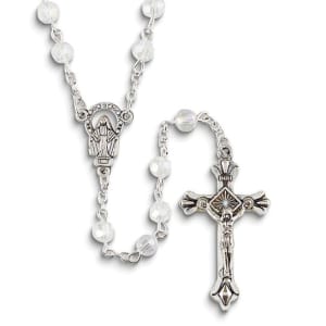 Clear Glass and Silver Tone Memorial Rosary