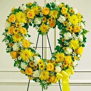 Yellow & White Standing Open Heart