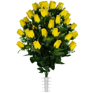Yellow Rose Buds (Silk Cemetery Flowers)