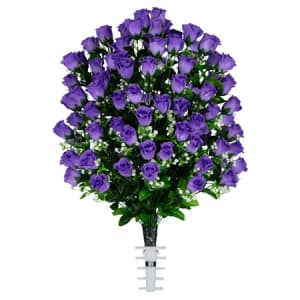 Purple Sweetheart Rose (Silk Cemetery Flowers)