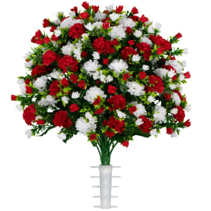Red and White Mums (Silk Cemetery Flowers)