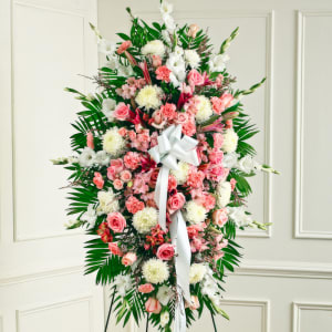 Pink & White Sympathy Standing Spray