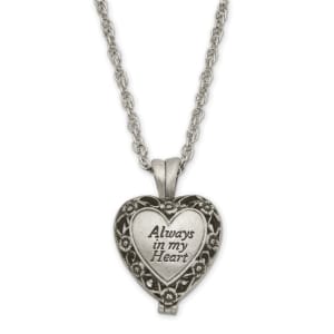 "Always in My Heart" Antiqued Heart Locket Memorial
