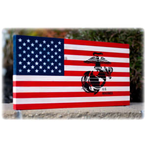 Veteran Memorial Wooden Flag - Marines