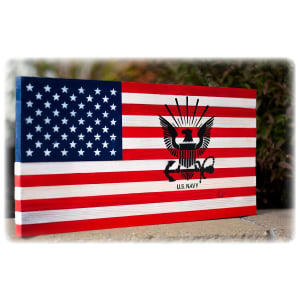 Veteran Memorial Wooden Flag - Navy