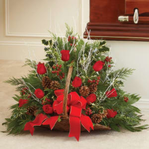 Sympathy fireside Basket in Christmas Colors