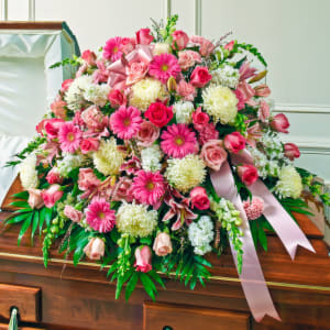 Pink & White Mixed Half Casket Cover