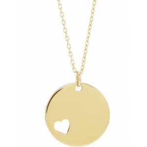 Engravable Pierced Heart Disc 16-18" Necklace