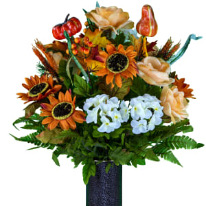 Auburn Sunflower and Pumpkin Mix (Silk Cemetery Flowers)