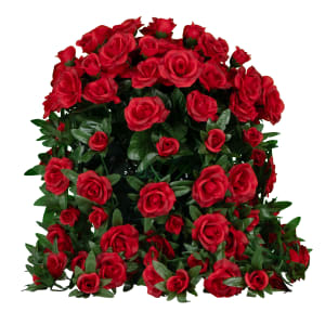 Trailing Red Rose Pot (Silk Cemetery Flowers)