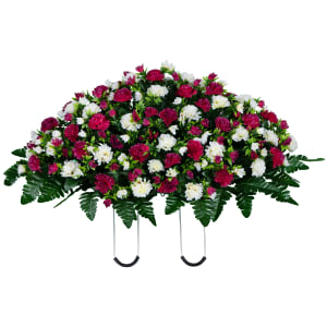 Beauty and Cream Mums (Silk Cemetery Flowers)