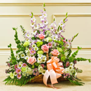 Multicolor Pastel Mixed Flower Fireside Basket