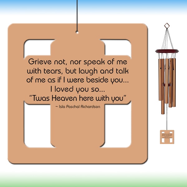 Cross Wind Chime Bronze Pre Inscribed The Sympathy Store