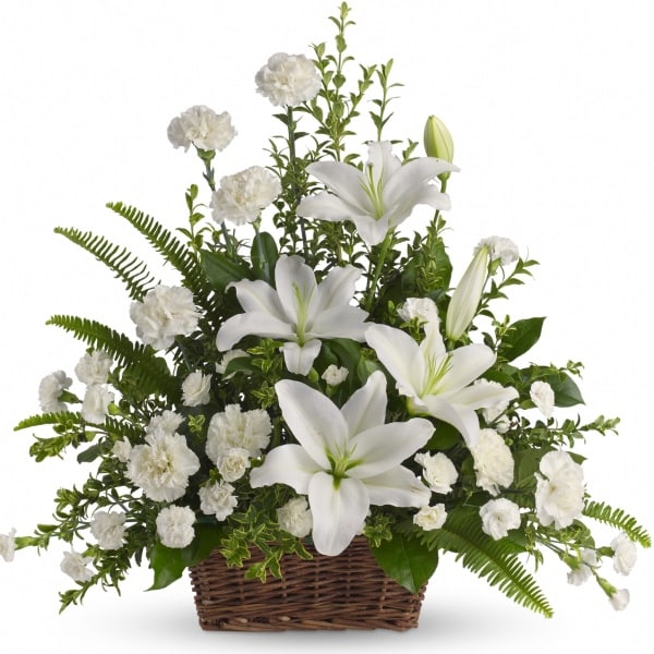 Baskets　Sympathy　Peaceful　Store　White　Lilies　Basket　The