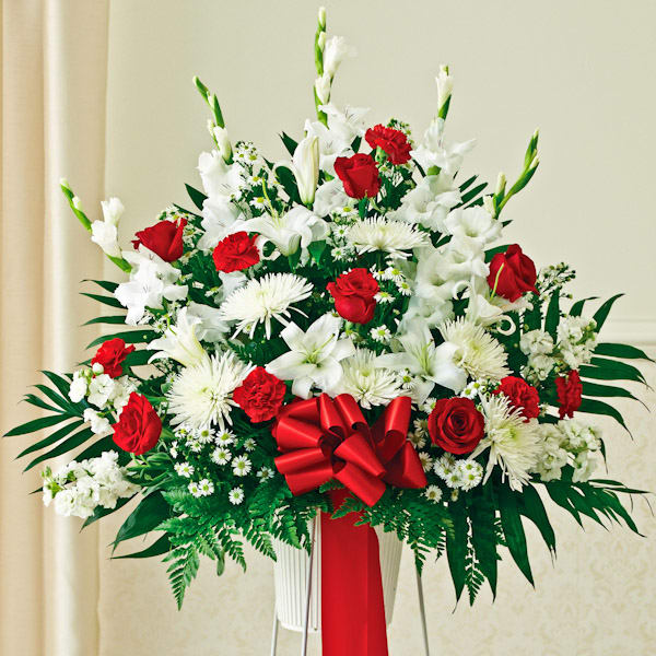 White & Red Floral Stand