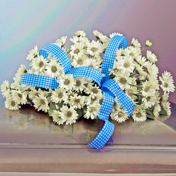 Babies Breath Casket Cross by Broderick's Flowers