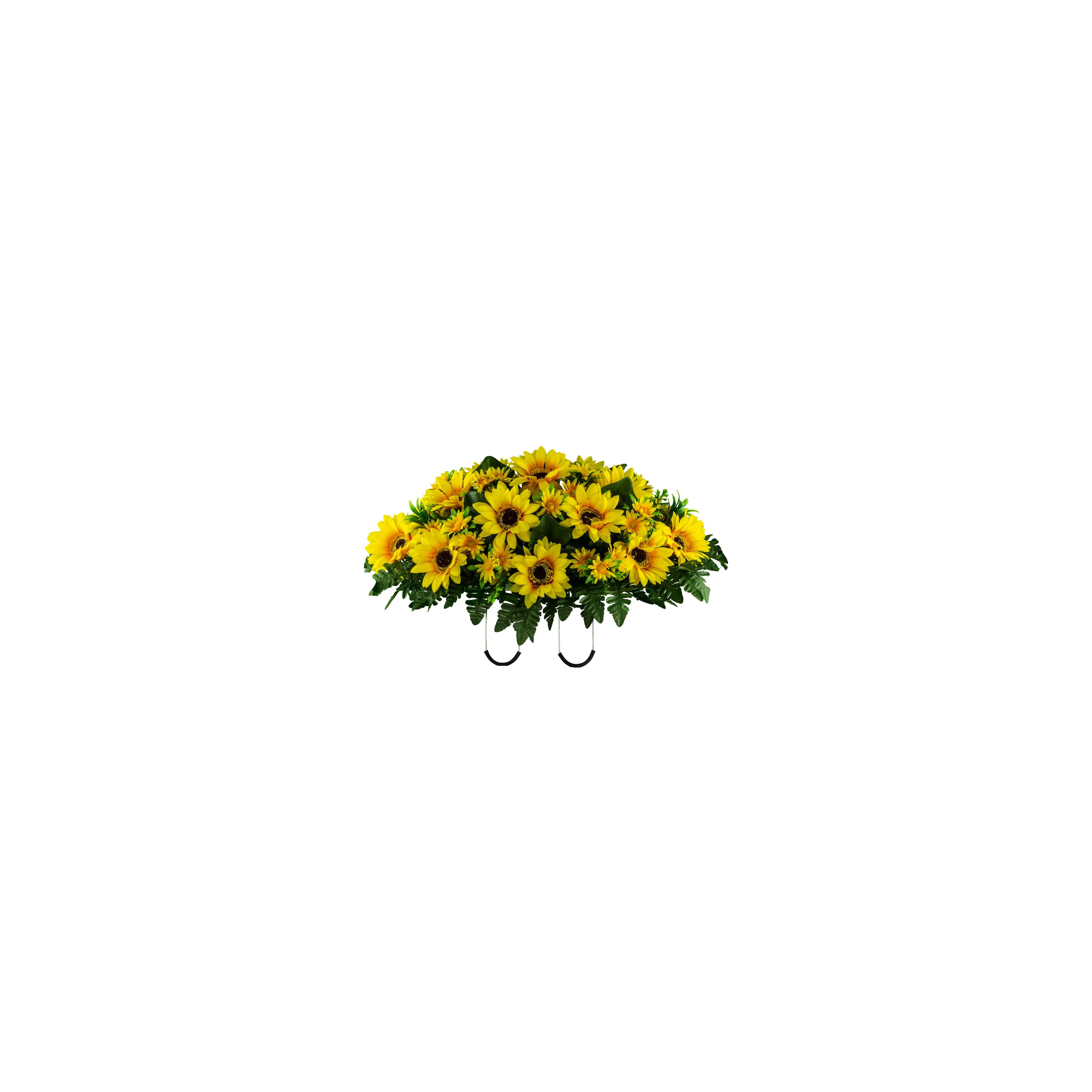 Sunflowers are arranged in a stunning display, adding cheerfulness to a garden setting.