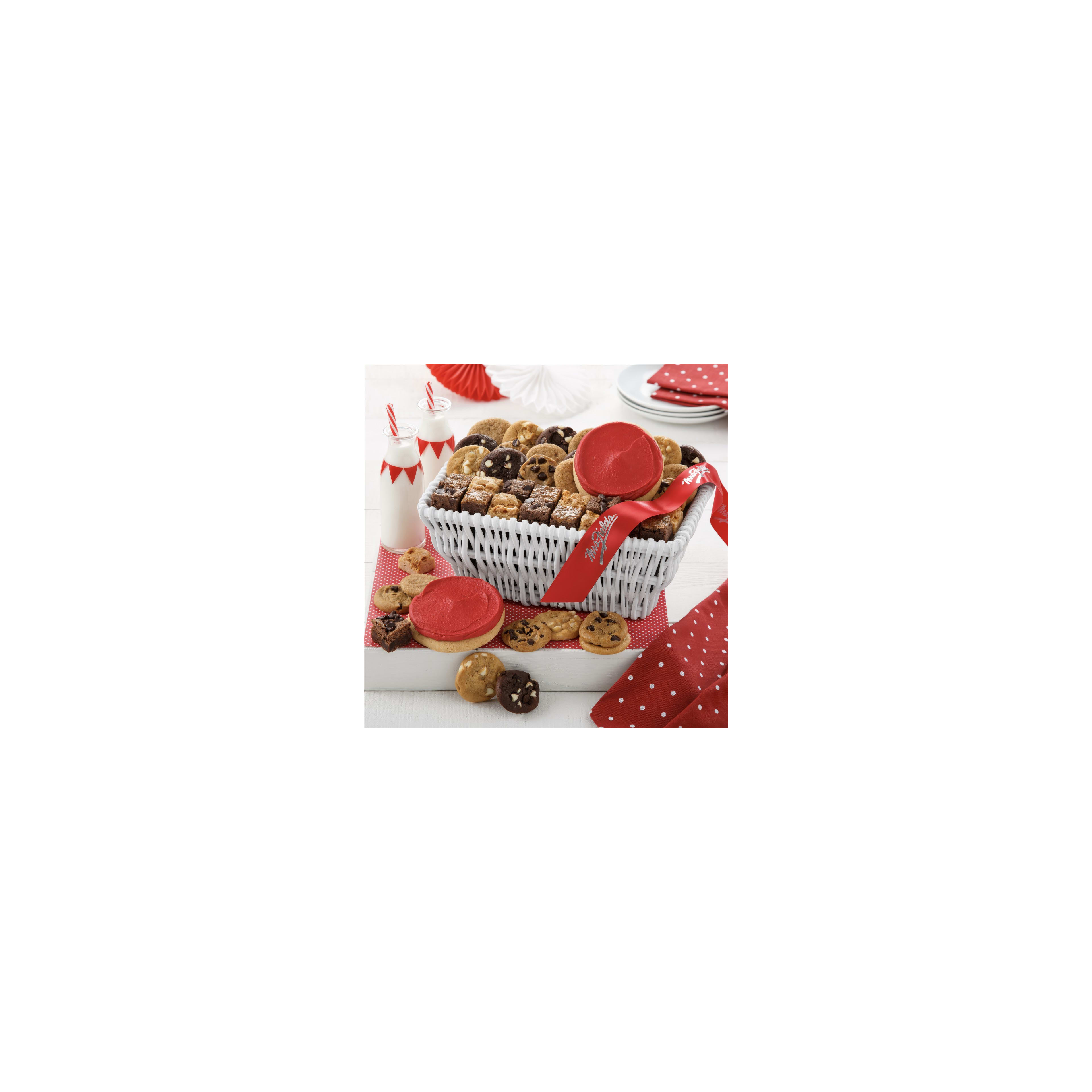 A festive display of cookies and brownies in a basket, perfect for any celebration or gathering.