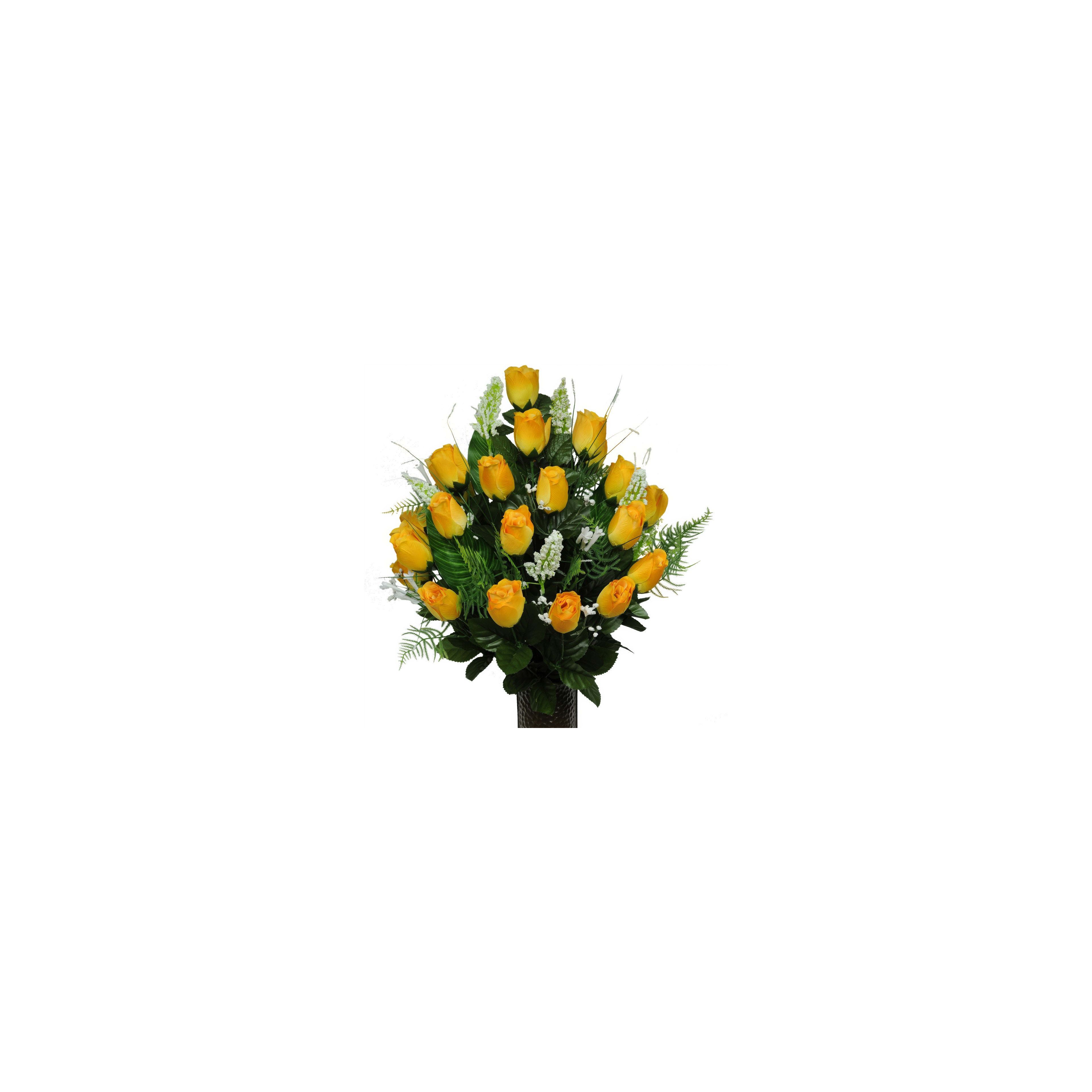 Elegant yellow roses with greenery in a vase, perfect for gifting.