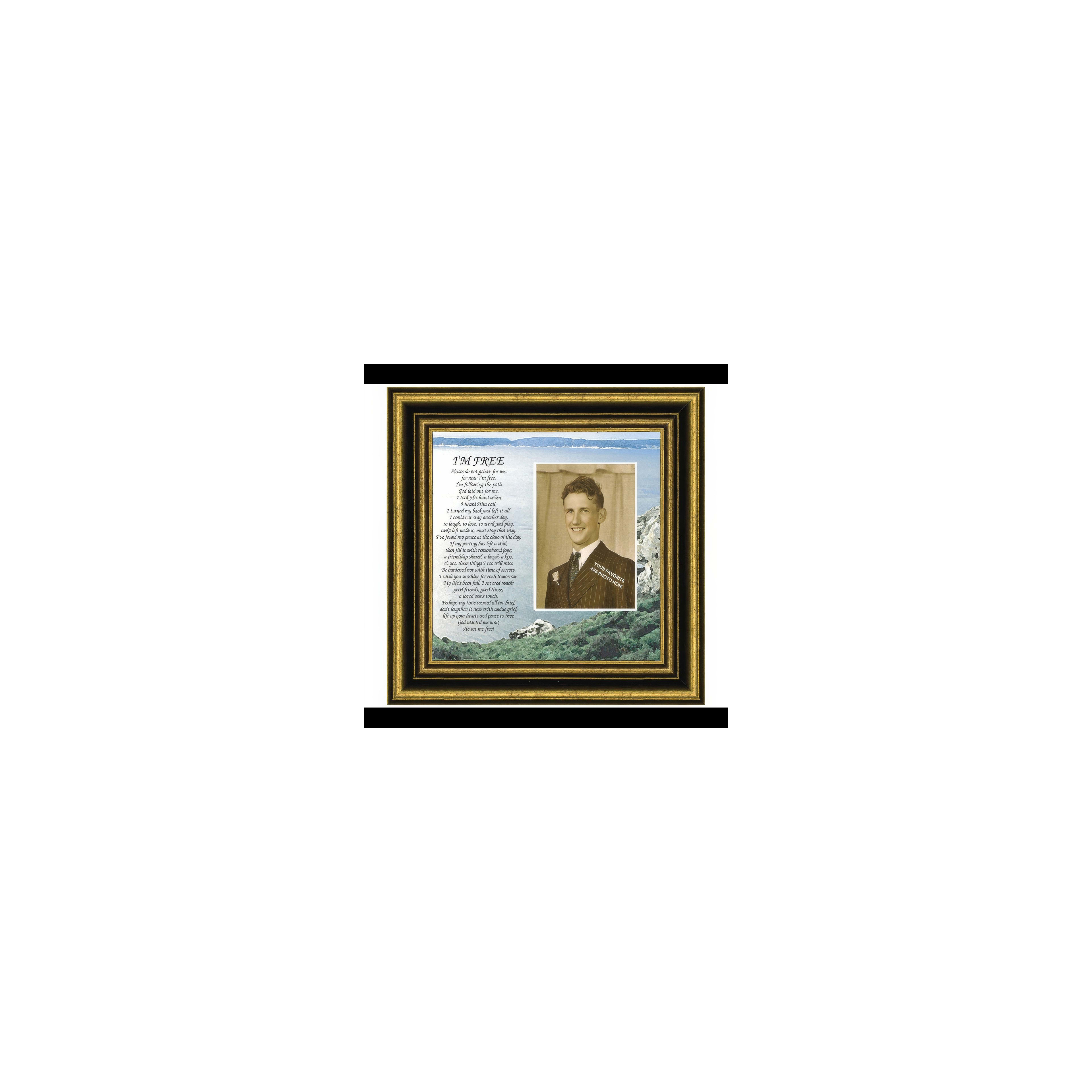 Framed vintage portrait of a young man with a meaningful poem in a nature setting.