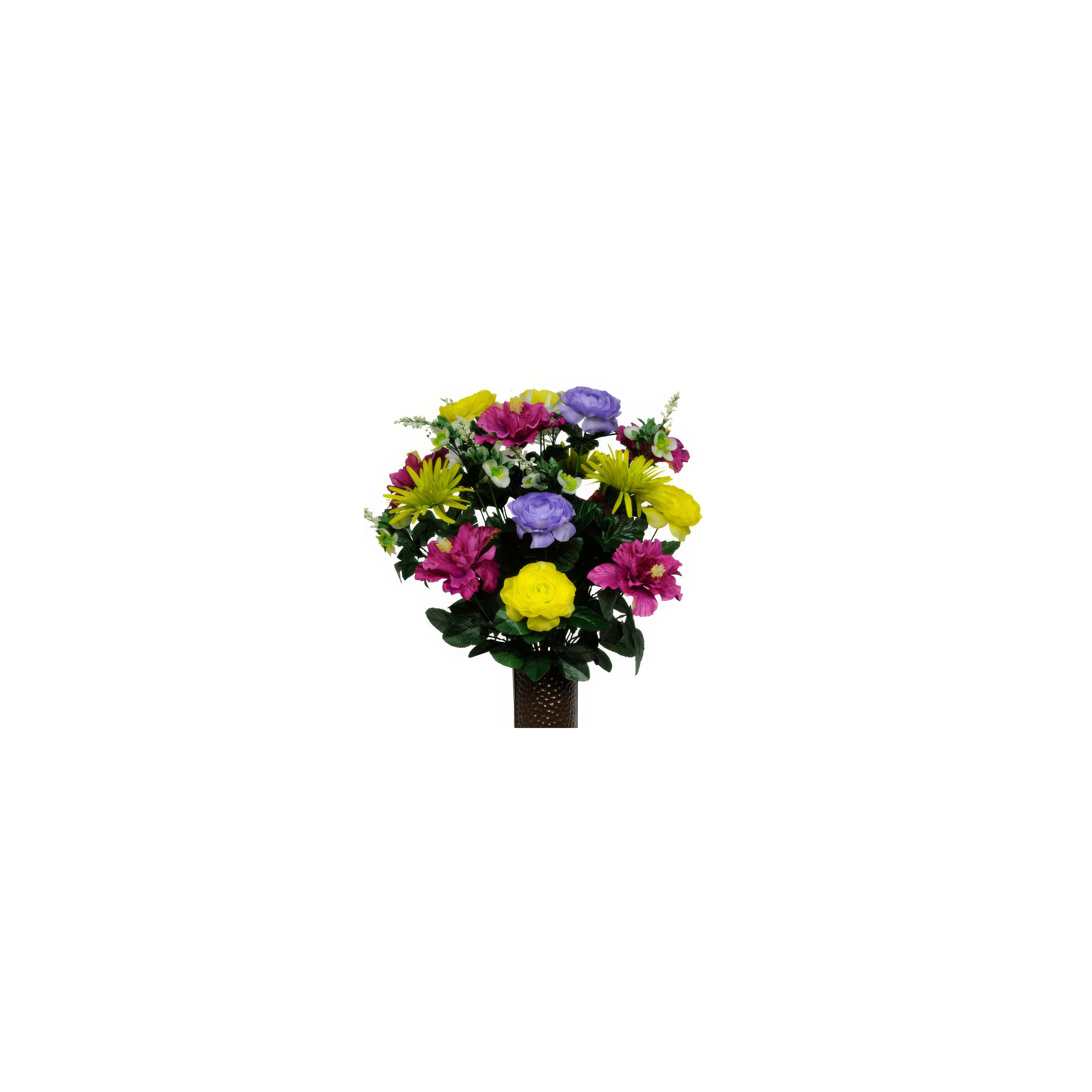 Colorful flowers in a vase make a cheerful display to brighten any room.