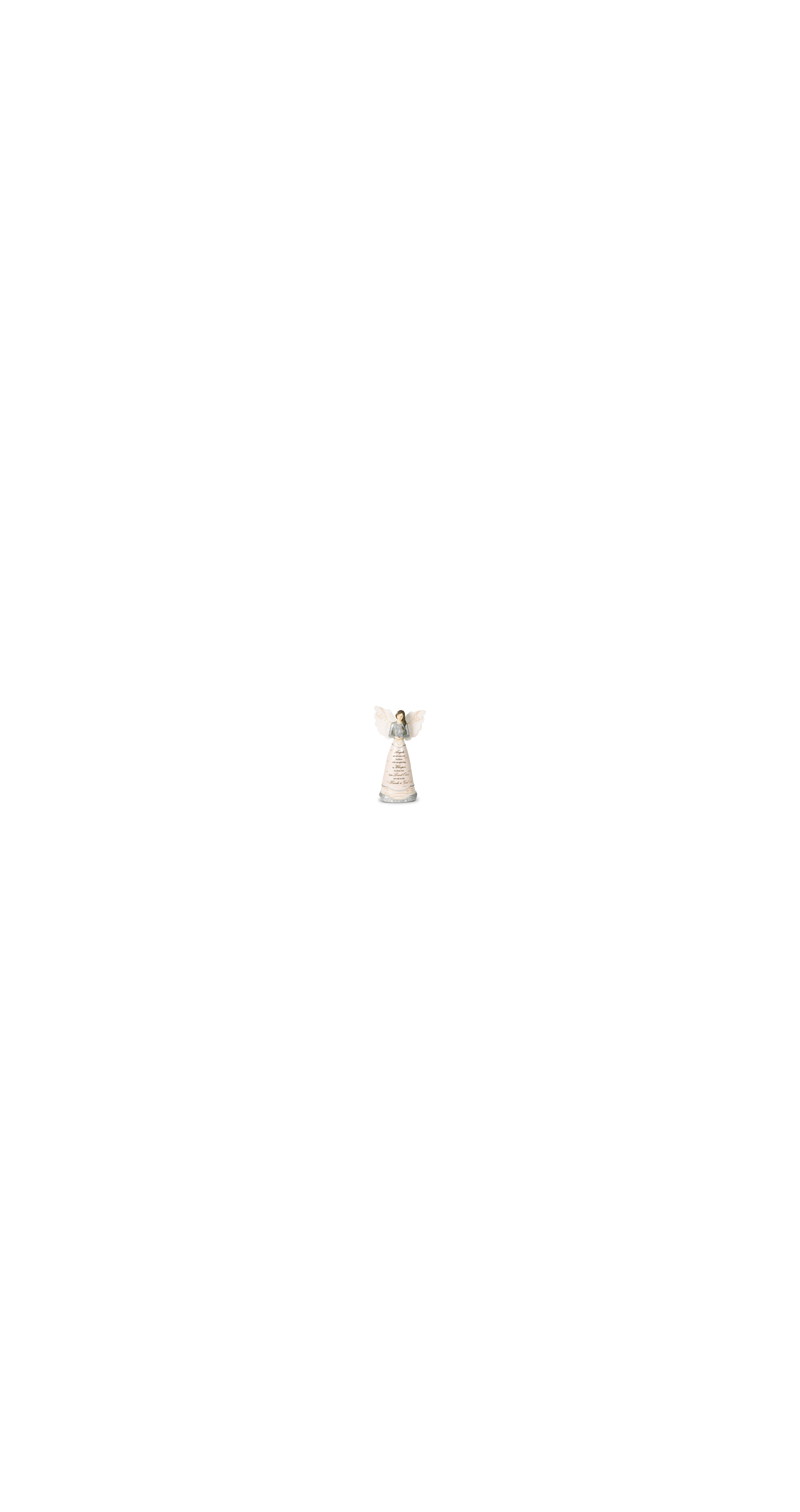 An intricate angel figurine brings comfort with a heartfelt message for the grieving.