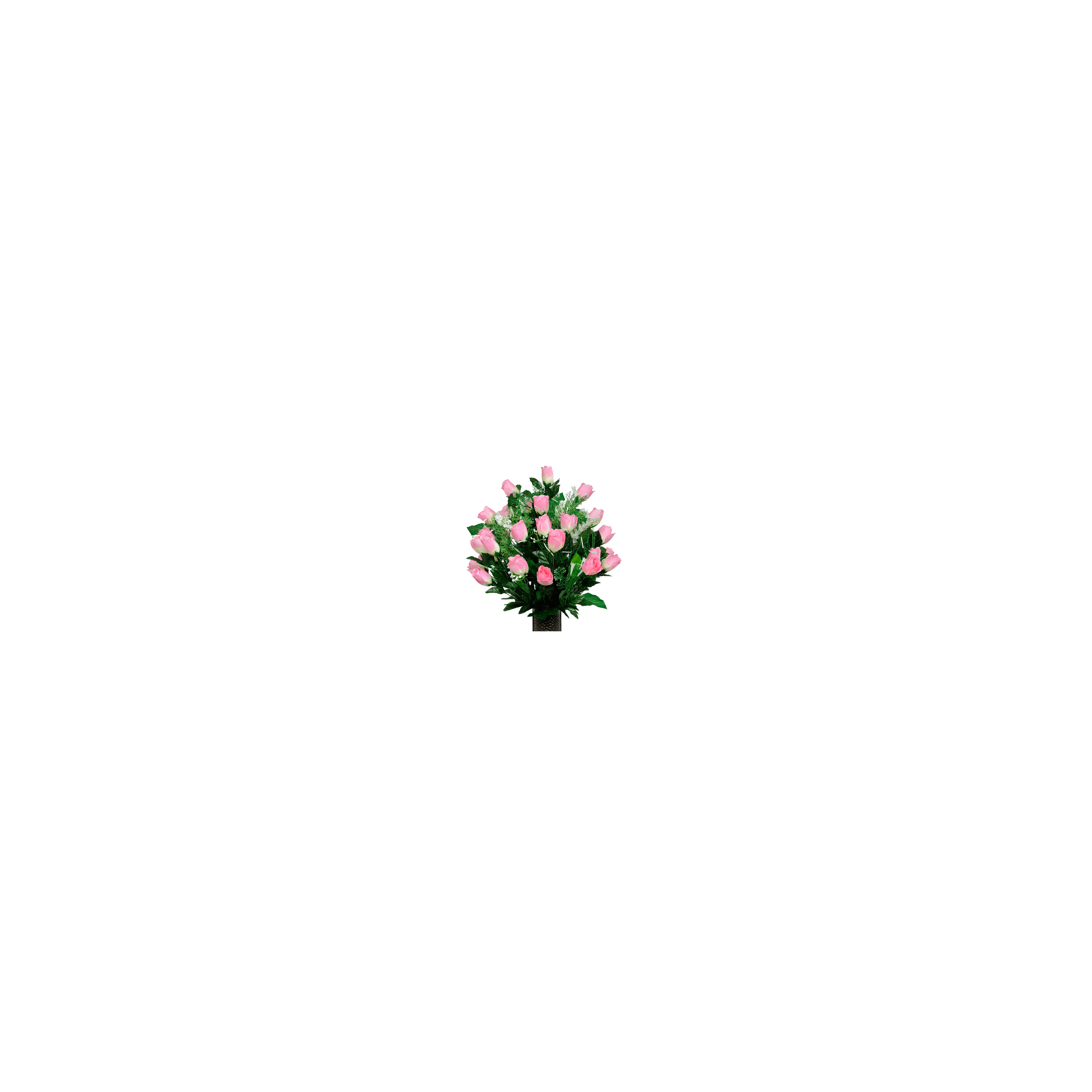 A colorful bouquet of pink roses and greenery in an elegant vase, ideal for gifting.