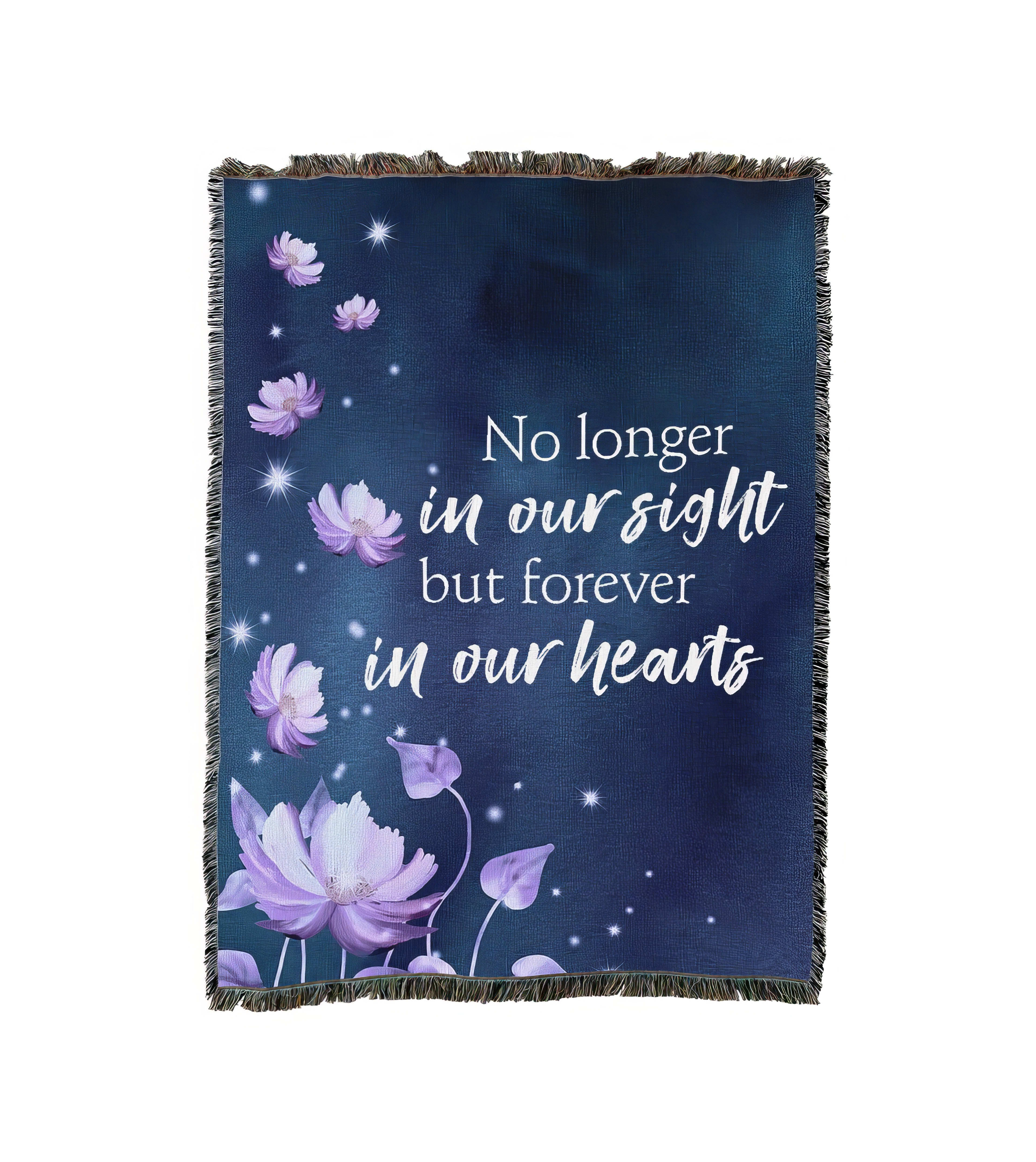 Cozy blanket features a vibrant floral design and a heartfelt message of remembrance.