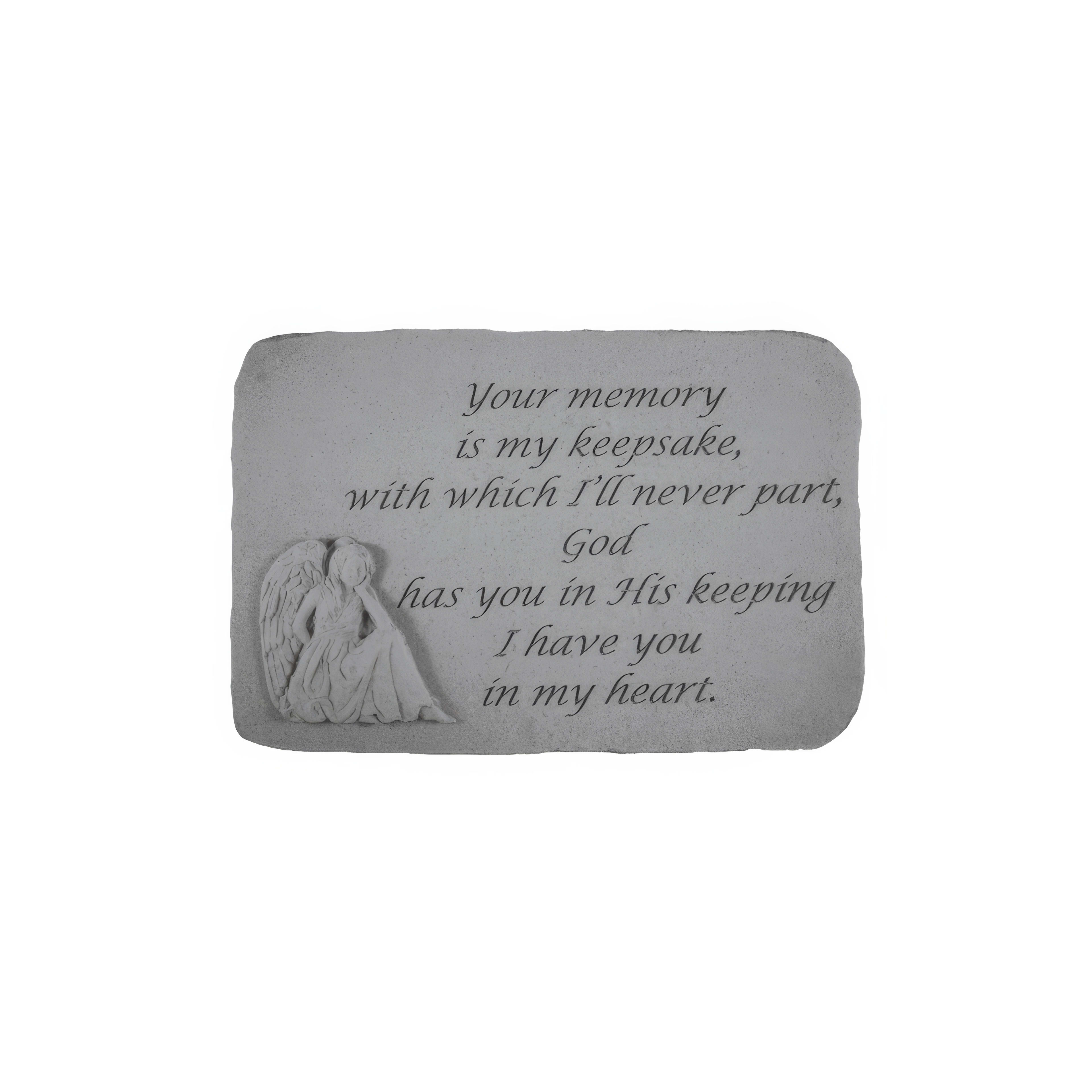 A stone memorial featuring a touching message about memory and love for someone lost forever.