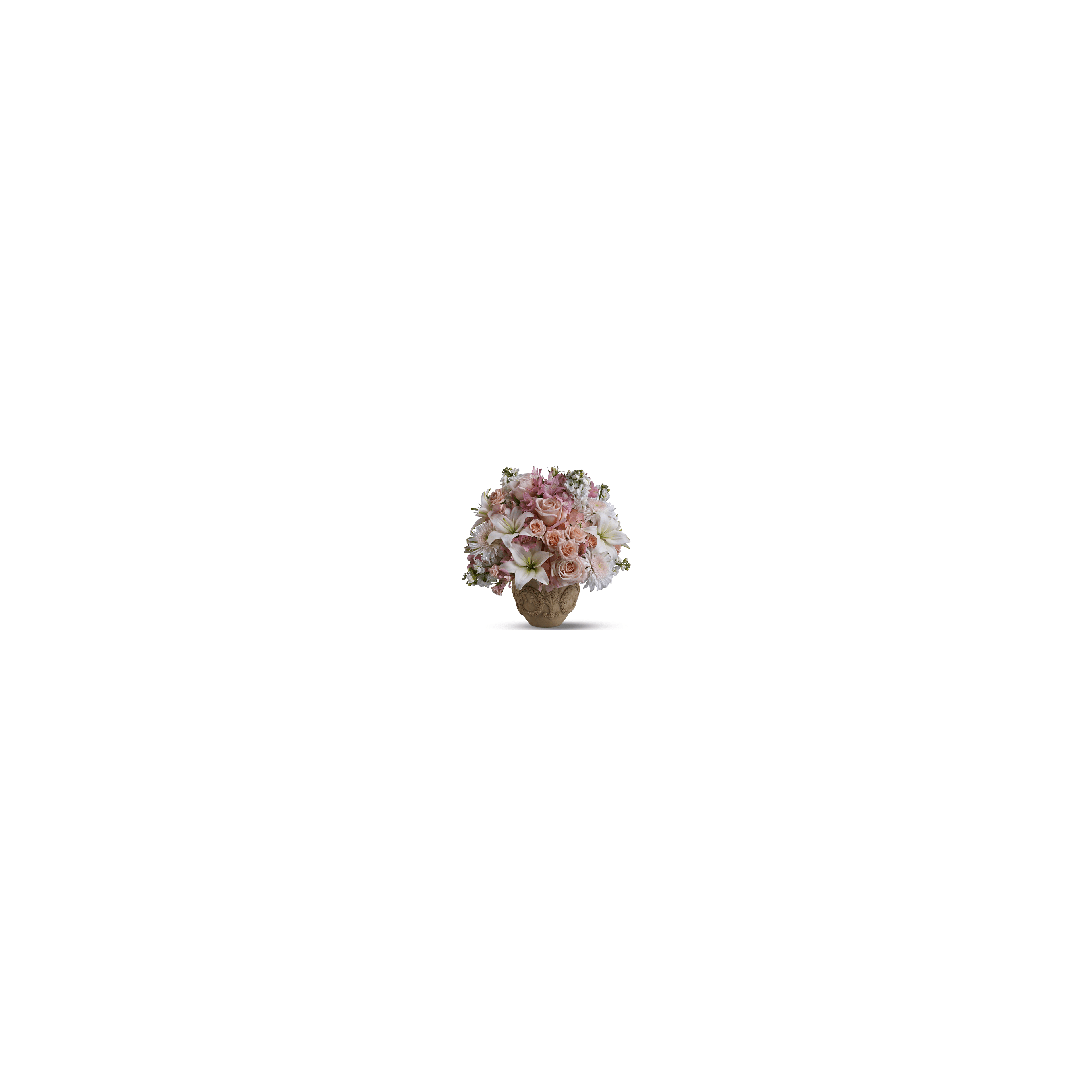 A beautiful bouquet of pastel roses, lilies, and daisies, ideal for any celebration.