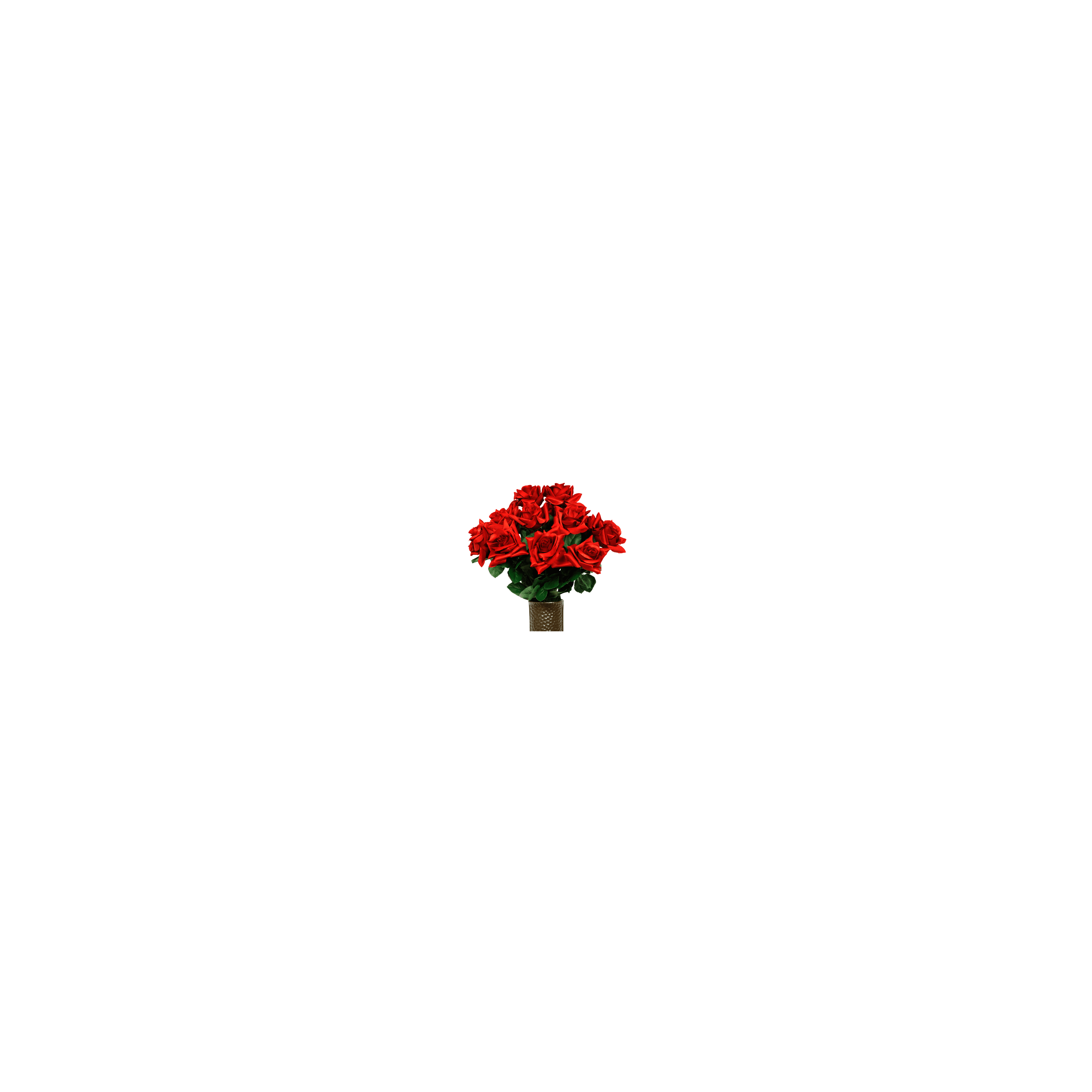 Vibrant red roses are arranged elegantly in a stylish vase, creating a striking centerpiece.
