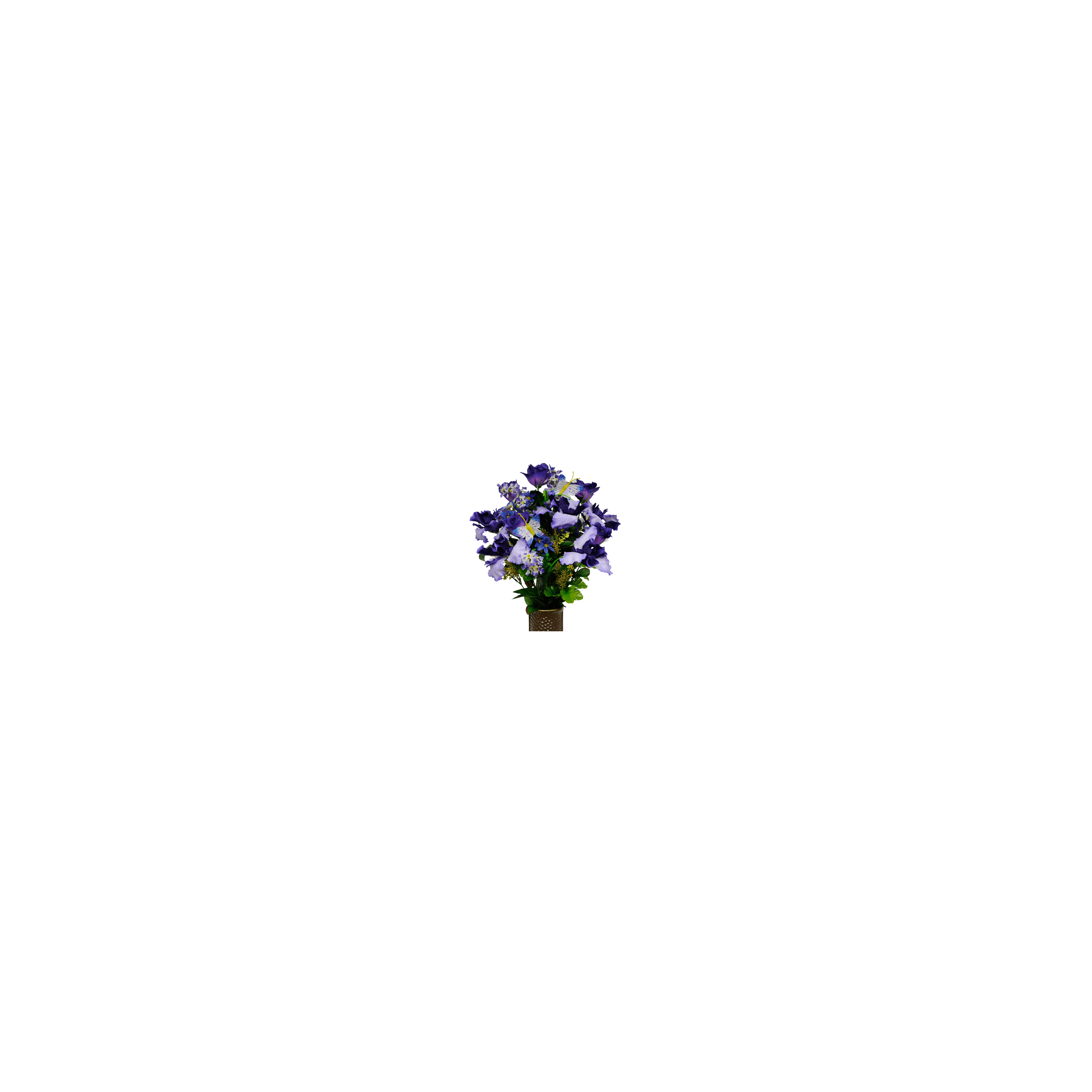 A vase with purple flowers