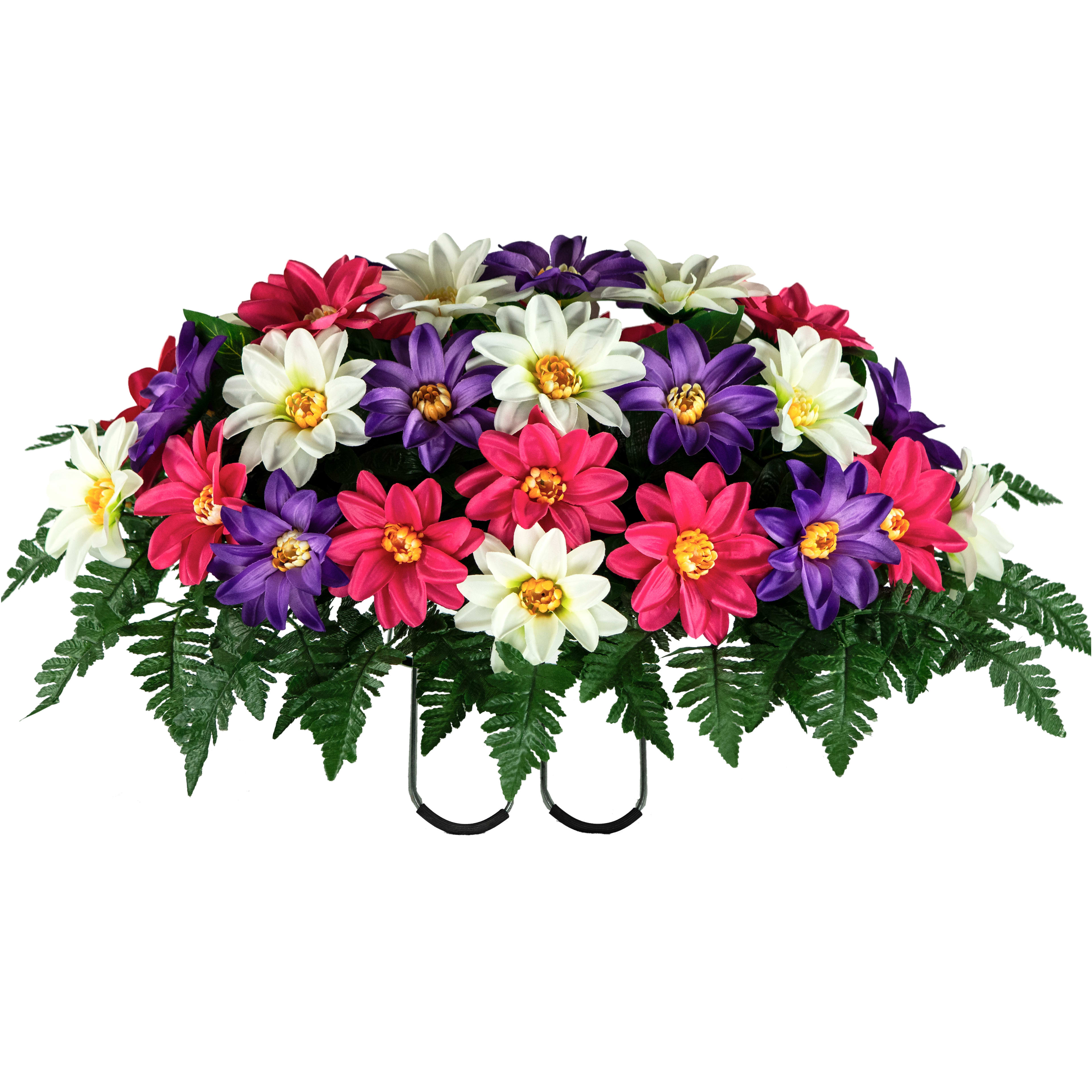 Elegant artificial flowers in pink, purple, and white—ideal for decoration.