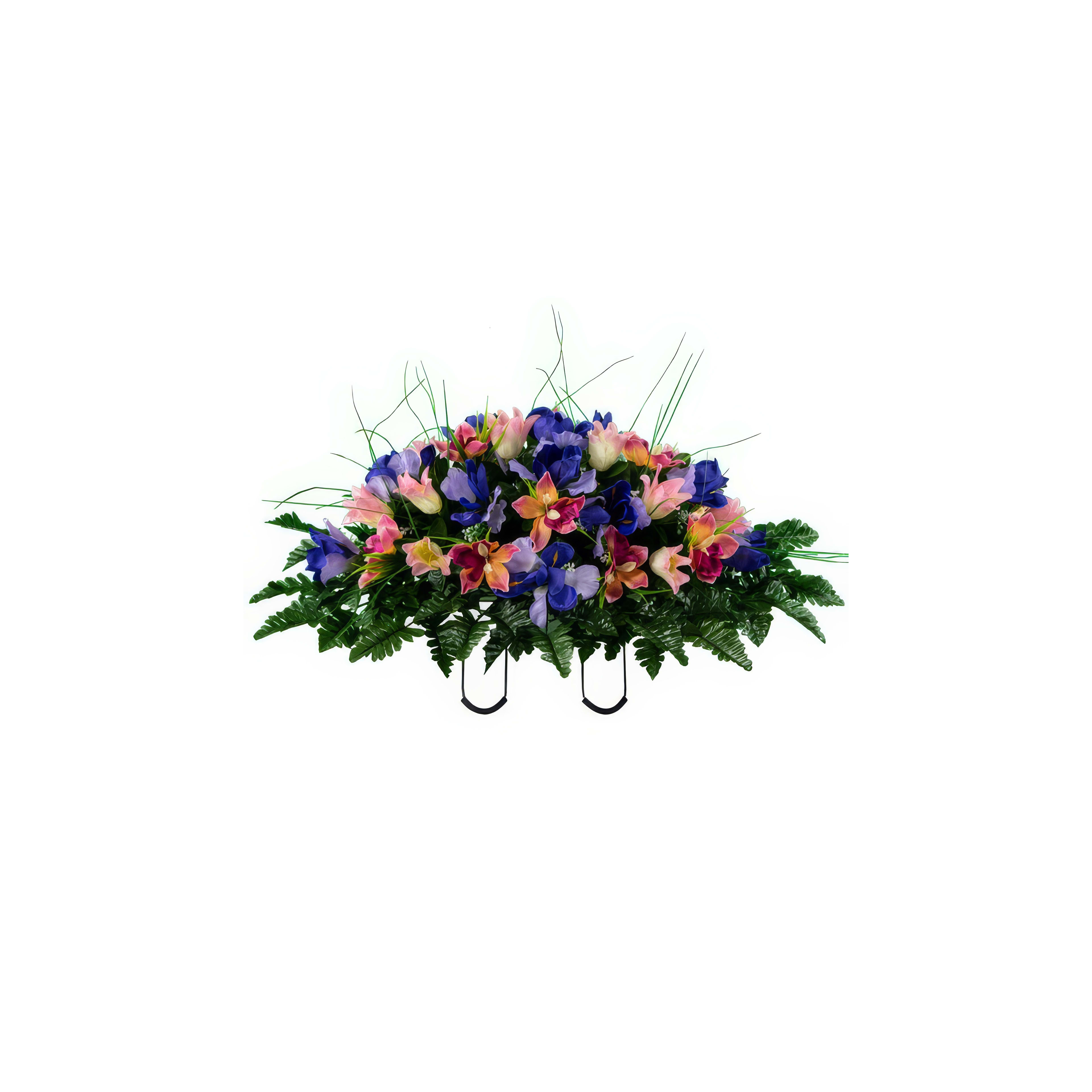 Vibrant flowers in various colors create an eye-catching arrangement perfect for decoration.