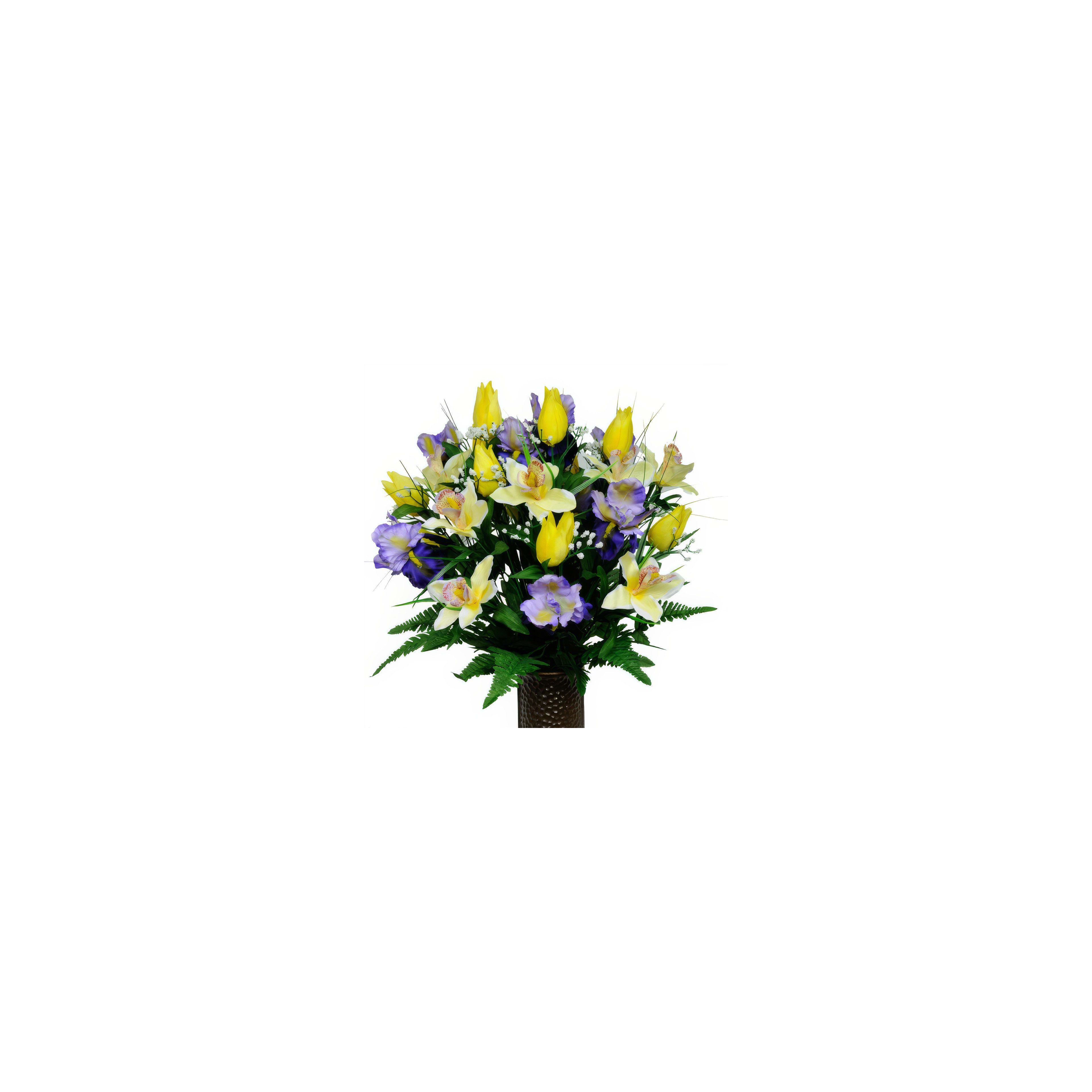 Brightly colored flowers in a vase create a cheerful centerpiece for any occasion.