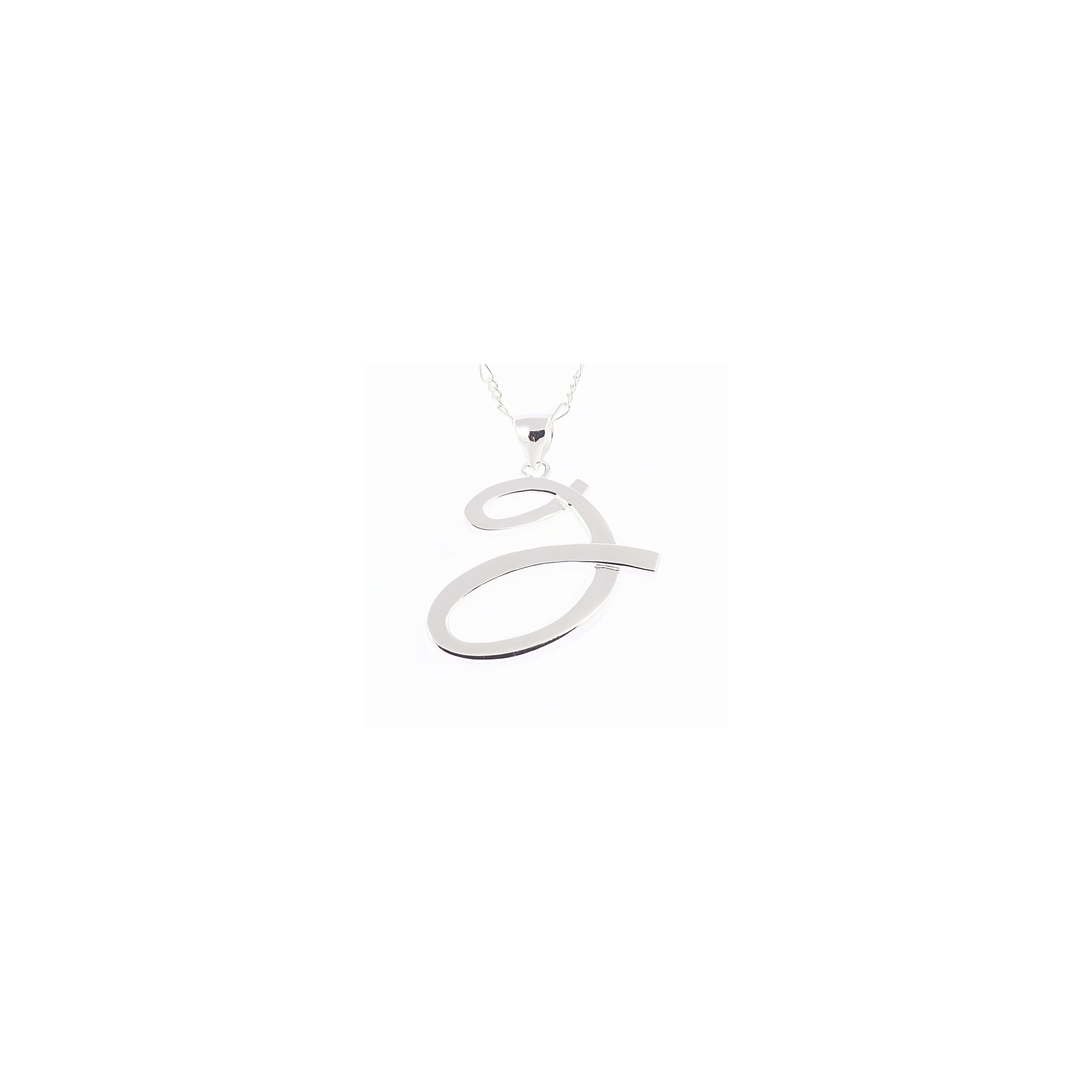A stylish silver necklace showcases a beautifully crafted pendant with a swirling design.