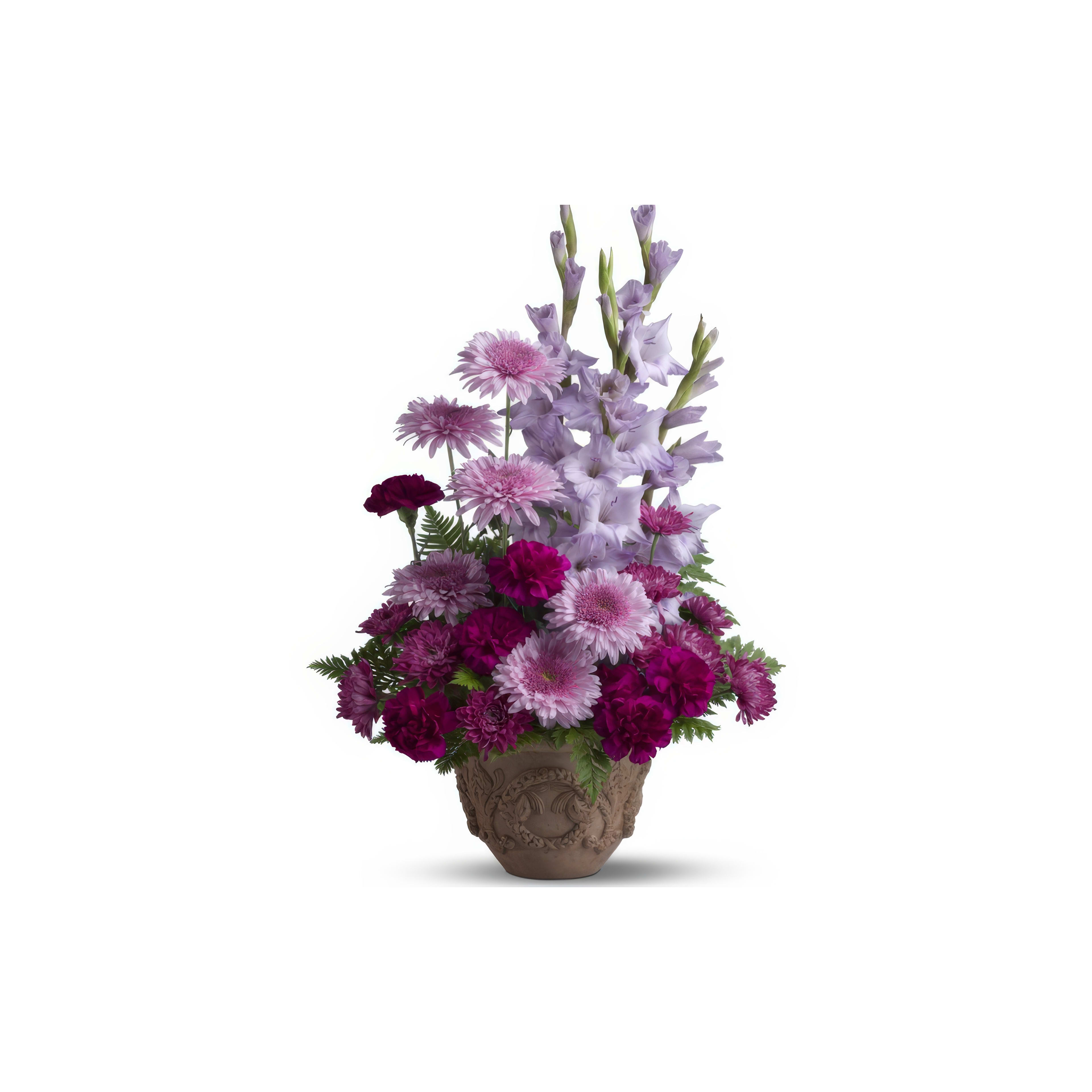 Bright bouquet of pink and purple flowers arranged in a decorative vase, enhancing indoor spaces.
