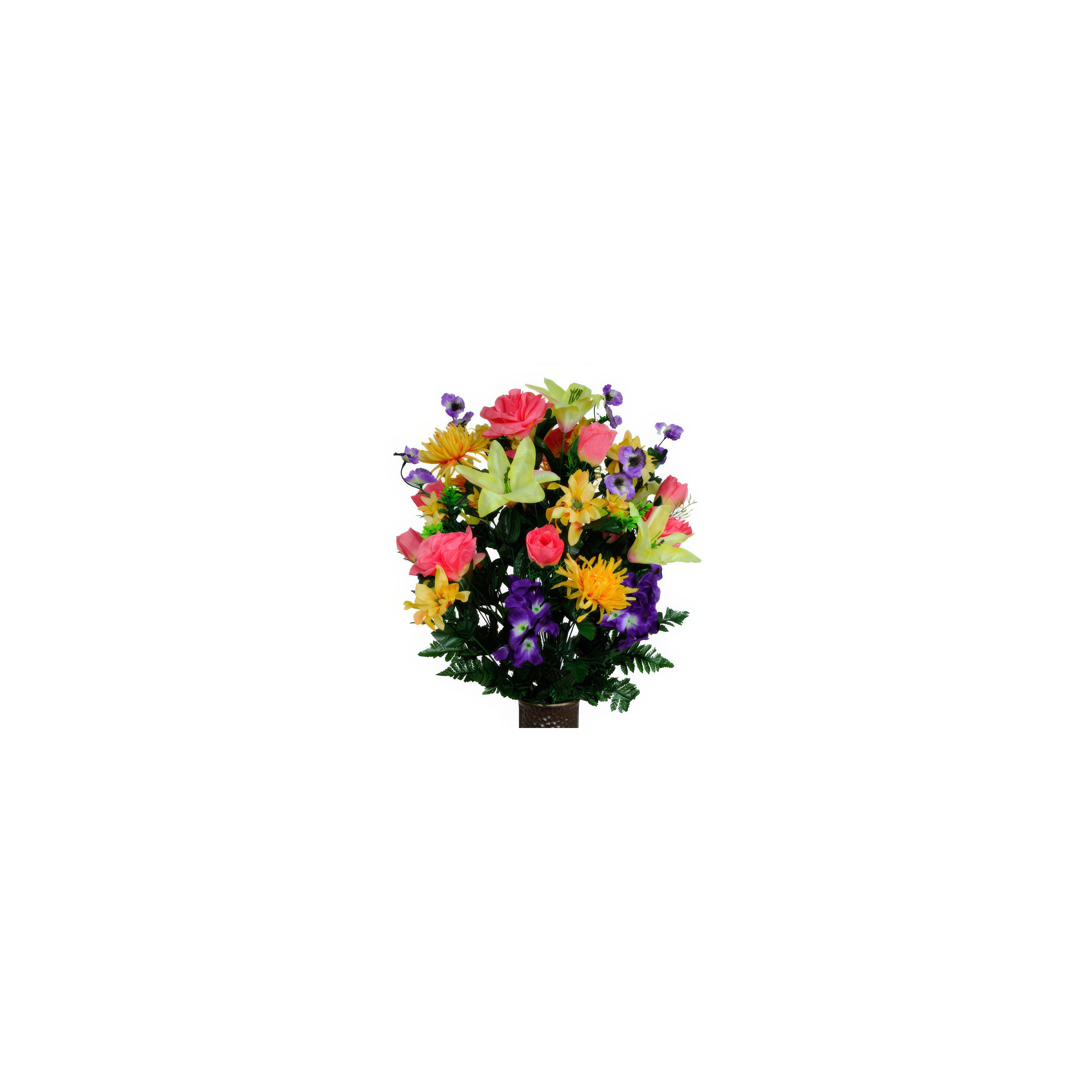 Vibrant bouquet of colorful flowers in a stylish vase, ideal for decoration.