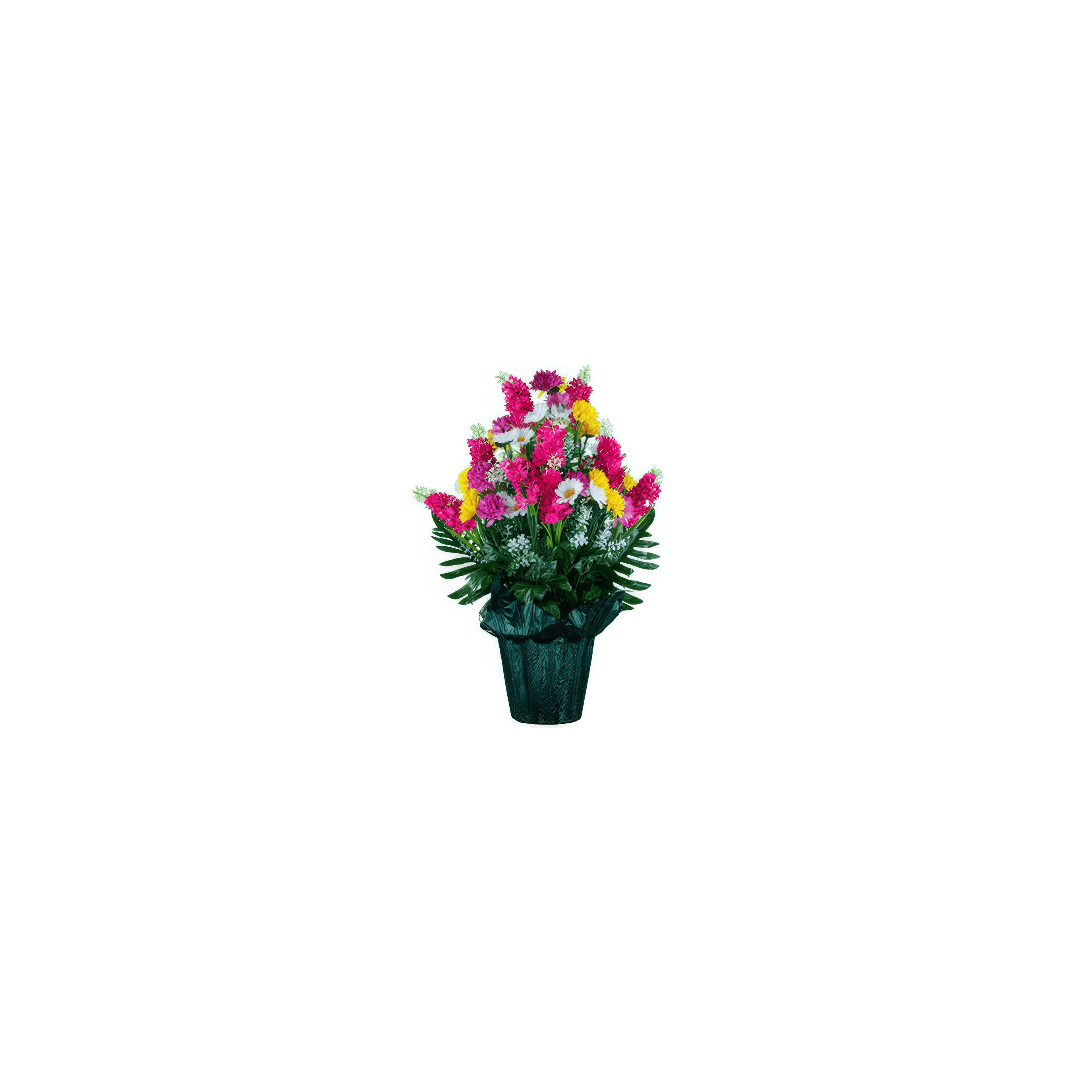 Brightly colored flowers in a pot create a vibrant and cheerful ambiance for any indoor space.